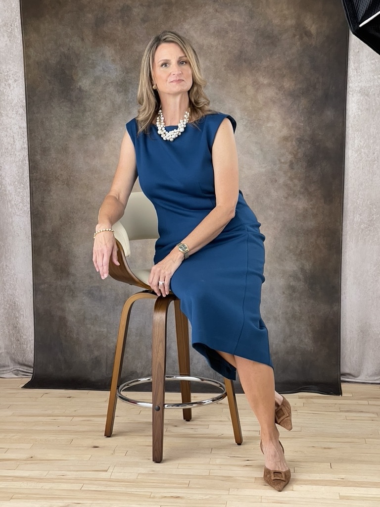 Business woman in headshot and branding session in photography studio